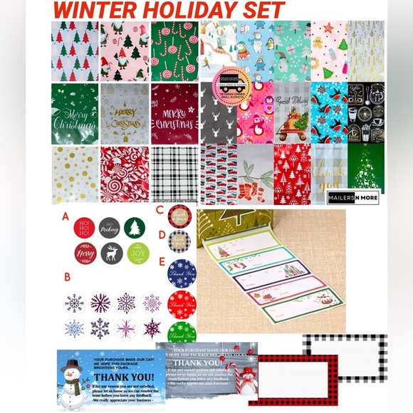 200 Pack Winter Holiday Mailers Cards Stickers Gift Tag
Set - Picture 1 of 14